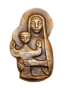 Bronze-Plakette -Madonna mit Kind