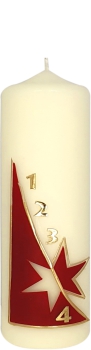 Weihnachtskerze 170/60 mm, "1-4", "Stern"