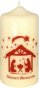 Weihnachtskerze 120x60 mm, "Krippe"