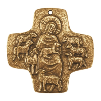 Bronze Kreuz - Der gute Hirte