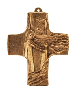 Bronze Kreuz - Sinkender Petrus -
