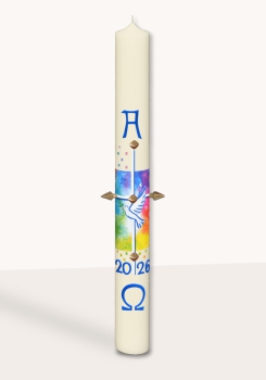 Osterkerze Friedenstaube im himmlichen Hintergrund