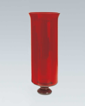 Ewiglichtölglas Nr. 9, ausgestellter Rand und Knauf, rubinrot