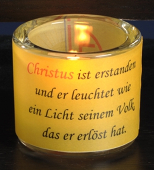 Glas-Windlicht "Christus ist.....", Nr. 9008