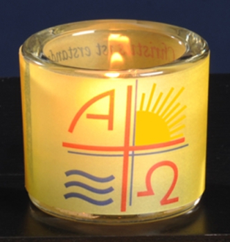 Glas-Windlicht "Christus ist.....", Nr. 9008