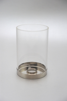 Flambeaux-Glas, Acrylglas, zylindrisch, Nickel-Fassung