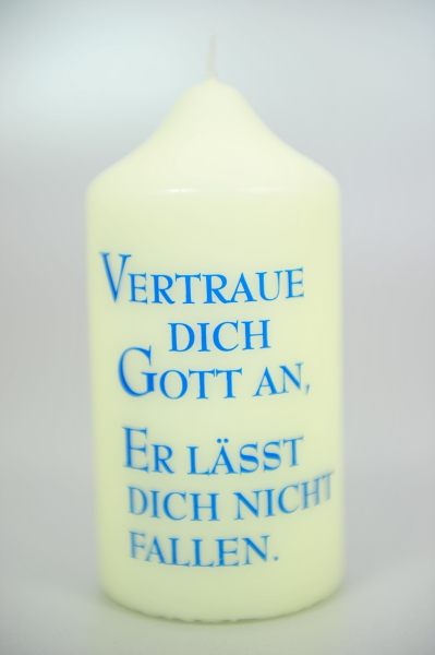 Spruchkerze, 120 x 60 mm, "Vertraue dich..."