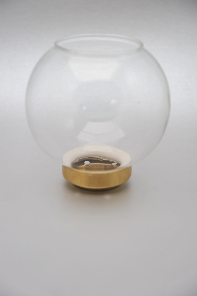 Flambeaux-Glas, Kugelform, mit Messing-Fassung