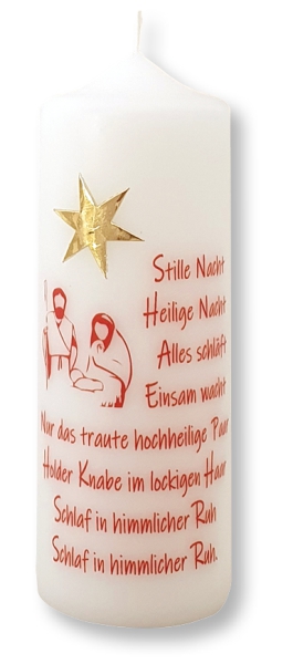 Weihnachtskerze 170/60 mm, "Stille Nacht, heilige Nacht"