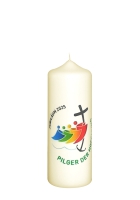 Heiliges Jahr 2025 - elfenbein 140/50 mm, Stumpenkerze "Pilger der Hoffnung",  Dek. 2097