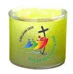 Heiliges Jahr 2025 - Glaslicht mit Banderole inklusive Teelicht im Geschenkkarton, "Pilger der Hoffnung", VE 1 Stück, Dek. 2099