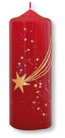 Weihnachtskerze 170/60 mm,  "Komet", Farbe: rot-gold